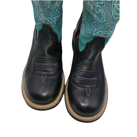 9.5 B Ariat Fatbaby Mid Calf Boots Turquoise Butterfly Stitch 10012811 Fat Baby - Picture 3 of 7